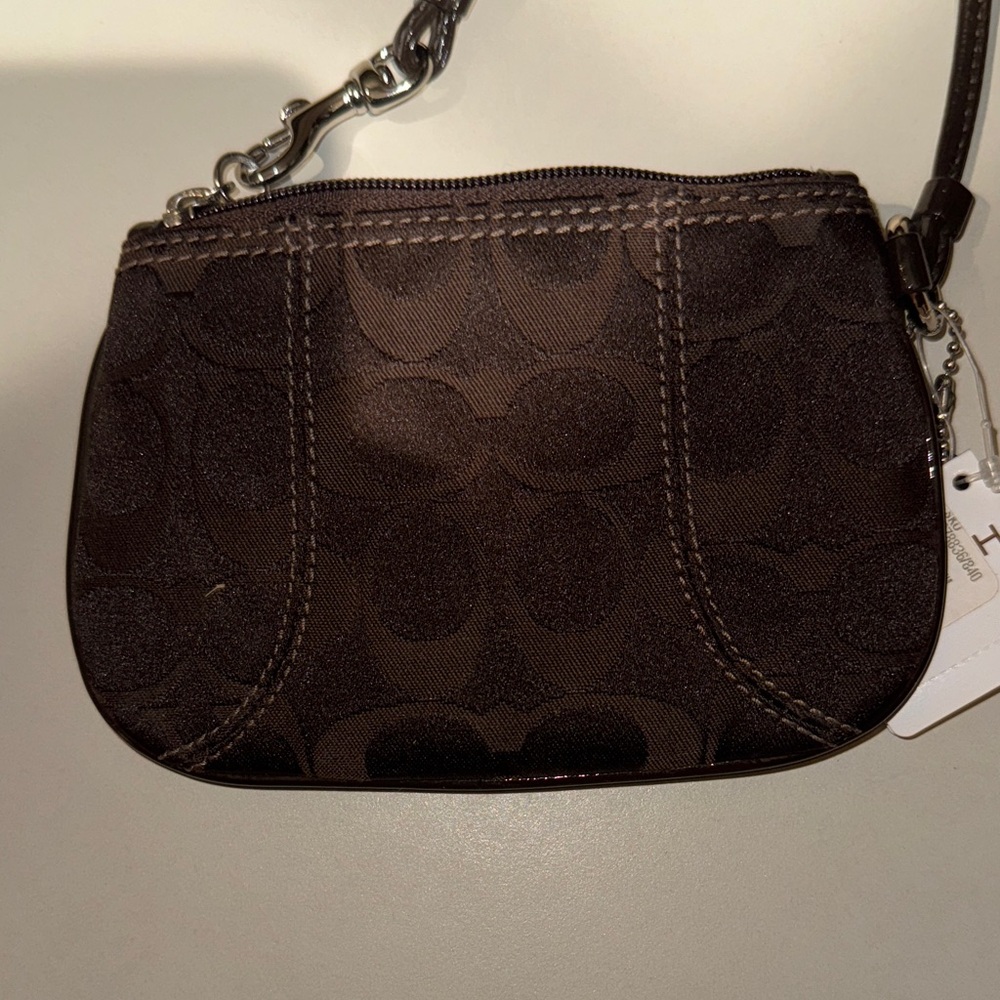 Coach Dark Brown Signature Wristlet - Picture 3 of 4